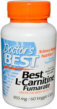 Best L-Carnitine Fumarate, 855 mg, 60 Veggie Caps by Doctors Best-Kosttillskott, Aminosyror, L Karnitin, L Karnitinfumarat