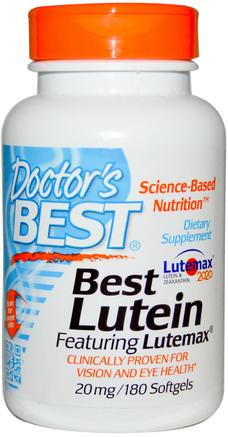 Best Lutein With Lutemax 2020, 20 mg, 180 Softgels by Doctors Best-Kosttillskott, Antioxidanter, Lutein