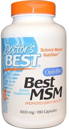 Best MSM, 1000 mg, 180 Capsules by Doctors Best-Hälsa, Artrit, Ben, Osteoporos, Msm