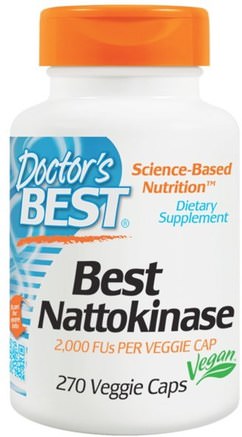 Nattokinase, 2.000 FUs, 270 Veggie Caps by Doctors Best-Kosttillskott, Nattokinas, Enzymer