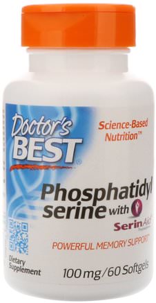 Best Phosphatidylserine with SerinAid, 100 mg, 60 Softgels by Doctors Best-Kosttillskott, Fosfatidylserin