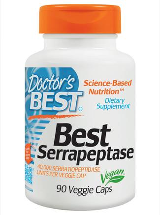 Best Serrapeptase, 40.000 SPU, 90 Veggie Caps by Doctors Best-Kosttillskott, Enzymer, Serrapeptas