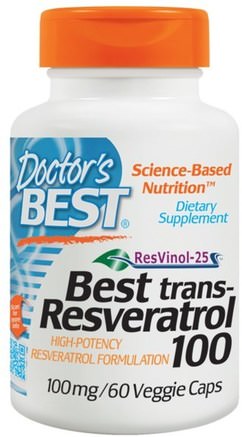 Trans-Resveratrol 100, 100 mg, 60 Veggie Caps by Doctors Best-Kosttillskott, Resveratrol