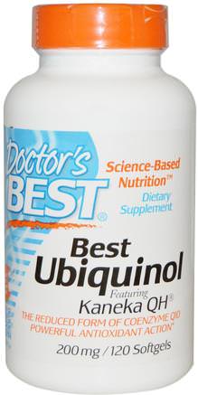 Ubiquinol, Featuring Kaneka QH, 200 mg, 120 Softgels by Doctors Best-Kosttillskott, Antioxidanter, Ubiquinol Qh, Ubiquinol Coq10 200 Mg