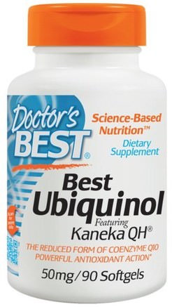 Ubiquinol, Featuring Kanekas QH, 50 mg, 90 Softgels by Doctors Best-Kosttillskott, Antioxidanter, Ubiquinol Qh, Ubiquinol Coq10 050 Mg