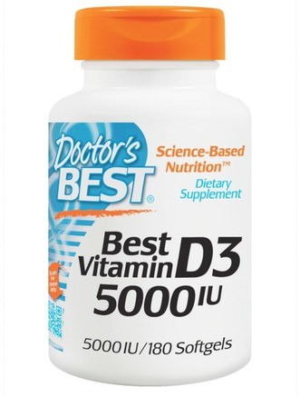 Best Vitamin D3, 5000 IU, 180 Softgels by Doctors Best-Vitaminer, Vitamin D3, Ben, Osteoporos