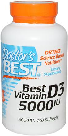 Best Vitamin D3, 5000 IU, 720 Softgels by Doctors Best-Hälsa, Ben, Osteoporos, Vitamin D3
