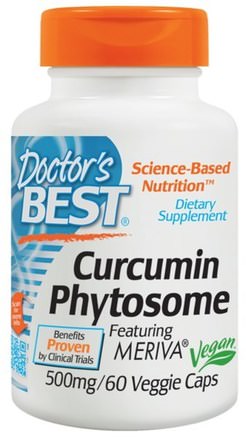 Curcumin Phytosome, With Meriva, 500 mg, 60 Veggie Caps by Doctors Best-Kosttillskott, Antioxidanter, Curcumin, Meriva Phytosome Curcumin