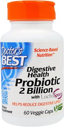 Digestive Health Probiotic 2 Billion with LactoSpore, 60 Veggie Caps by Doctors Best-Kosttillskott, Probiotika, Matsmältning, Mage