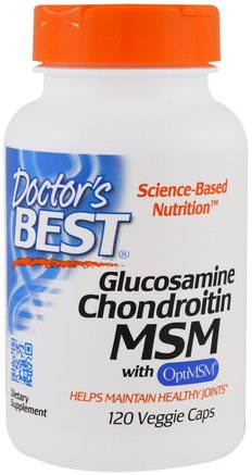 Glucosamine Chondroitin MSM with OptiMSM, 120 Veggie Caps by Doctors Best-Kosttillskott, Glukosamin