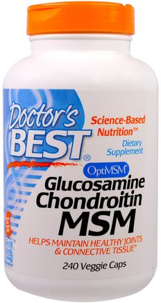 Glucosamine Chondroitin MSM with OptiMSM, 240 Veggie Caps by Doctors Best-Kosttillskott, Glukosamin Kondroitin
