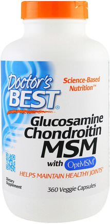 Glucosamine Chondroitin MSM with OptiMSM, 360 Veggie Caps by Doctors Best-Kosttillskott, Glukosamin