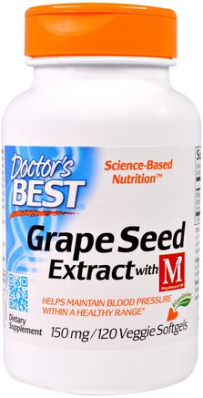 Grape Seed Extract with MegaNatural-BP, 150 mg, 120 Veggie Caps by Doctors Best-Kosttillskott, Antioxidanter, Druvfrö Extrakt