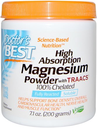 High Absoprtion Magnesium Powder, with TRAACS, 7.1 oz (200 g) by Doctors Best-Kosttillskott, Mineraler, Magnesium