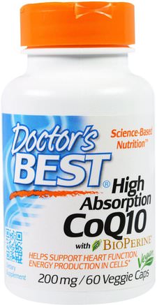 High Absorption CoQ10 with BioPerine, 200 mg, 60 Veggie Caps by Doctors Best-Kosttillskott, Koenzym Q10, Coq10 200 Mg