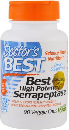 High Potency Serrapeptase, 120.000 SPU, 90 Veggie Caps by Doctors Best-Kosttillskott, Enzymer, Serrapeptas