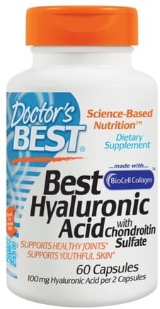 Hyaluronic Acid + Chondroitin Sulfate, 60 Gelatin Caps by Doctors Best-Hälsa, Ben, Osteoporos, Kollagen, Skönhet, Anti-Åldrande, Hyaluronsyra