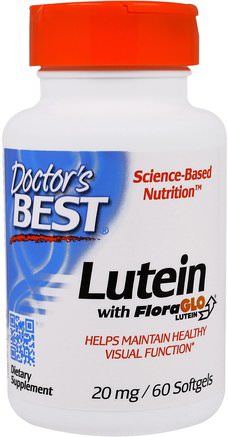 Lutein with FloraGlo Lutein, 20 mg, 60 Softgels by Doctors Best-Kosttillskott, Antioxidanter, Lutein, Karotenoider, Zeaxanthin