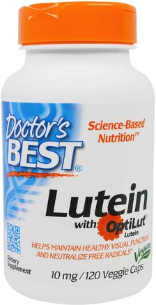 Lutein with OptiLut, 10 mg, 120 Veggie Caps by Doctors Best-Kosttillskott, Antioxidanter, Lutein