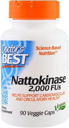 Nattokinase, 2.000 FUs, 90 Veggie Caps by Doctors Best-Kosttillskott, Nattokinas, Enzymer