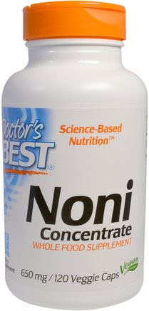 Noni Concentrate, 650 mg, 120 Veggie Caps by Doctors Best-Örter, Noni Juice Extrakt, Noni Kapslar