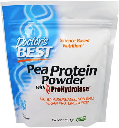 Pea Protein Powder with ProHydrolase, 15.8 oz (450 g) by Doctors Best-Kosttillskott, Protein, Ärtprotein