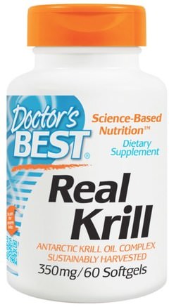 Real Krill, 350 mg, 60 Softgel Capsules by Doctors Best-Kosttillskott, Efa Omega 3 6 9 (Epa Dha), Krillolja, Krillolja Neptun