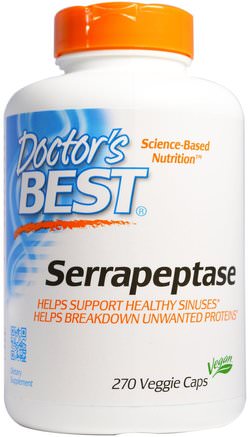 Best Serrapeptase, 40.000 SPU, 270 Veggie Caps by Doctors Best-Kosttillskott, Enzymer, Serrapeptas