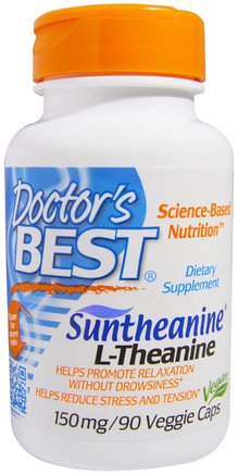 Suntheanine L-Theanine, 150 mg, 90 Veggie Caps by Doctors Best-Kosttillskott, L Teanin, Hälsa, Anti Stress