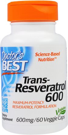Trans-Resveratrol 600, 600 mg, 60 Veggie Caps by Doctors Best-Kosttillskott, Resveratrol