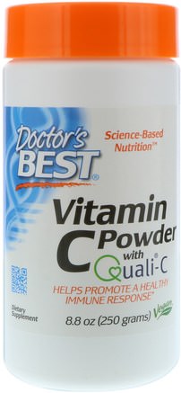 Vitamin C Powder, with Quali-C, 8.8 oz (250 g) by Doctors Best-Vitaminer, Vitamin C, Vitamin C Pulver Och Kristaller, Vitamin C Askorbinsyra