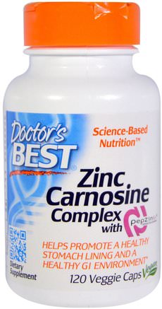 Zinc-Carnosine Complex with PepZin Gl, 120 Veggie Caps by Doctors Best-Kosttillskott, Mineraler, Zinkkarnosin (Pepzin Gi), Hälsa, Magsår