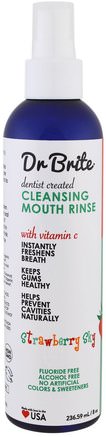 Cleansing Mouth Rinse for Kids, Strawberry Sky, 8 oz (236.59 ml) by Dr. Brite-Hälsa, Torr Mun, Muntlig Tandvård