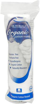 Organic Cotton Rounds, 80 Rounds by Dr. Mercola-Sverige
