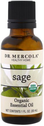 Organic Essential Oil, Sage, 1 oz (30 ml) by Dr. Mercola-Bad, Skönhet, Aromterapi Eteriska Oljor, Salviaolja