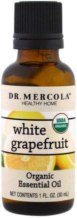 Organic Essential Oil, White Grapefruit, 1 oz (30 ml) by Dr. Mercola-Bad, Skönhet, Aromaterapi Eteriska Oljor, Grapefruktolja