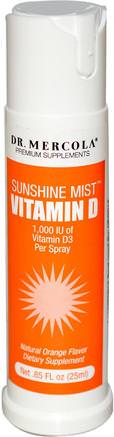 Sunshine Mist, Vitamin D, Natural Orange Flavor.85 fl oz (25 ml) by Dr. Mercola-Sverige
