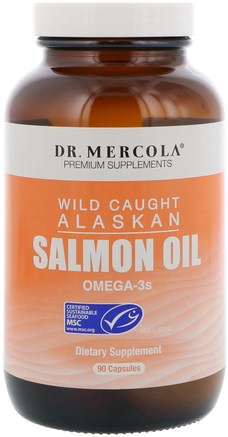 Wild Caught Alaskan Salmon Oil, 90 Capsules by Dr. Mercola-Kosttillskott, Efa Omega 3 6 9 (Epa Dha), Laxolja