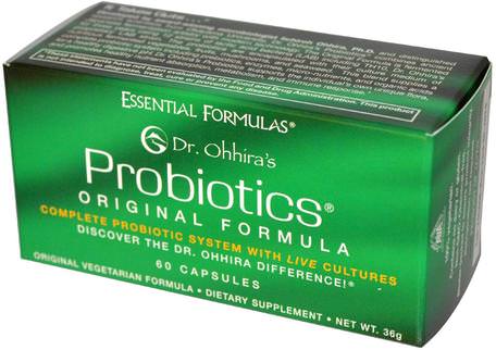 Essential Formulas Probiotics, Original Formula, 60 Capsules by Dr. Ohhiras-Kosttillskott, Probiotika, Stabiliserade Probiotika