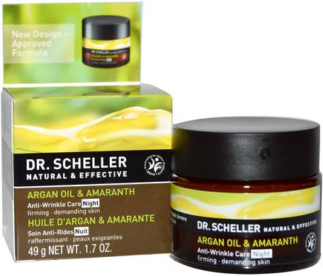 Anti-Wrinkle Care, Night, Argan Oil & Amaranth, 1.7 oz (49 g) by Dr. Scheller-Skönhet, Ansiktsvård, Hudtyp Anti-Aging Hud, Bad, Argan Ansikts Krämer