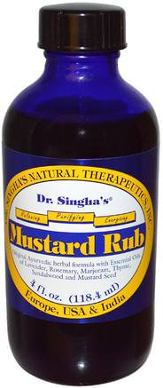 Mustard Rub, 4 fl oz (118.4 ml) by Dr. Singhas-Hälsa, Hud, Bad, Skönhetsoljor, Kroppsvårdoljor, Massageolja