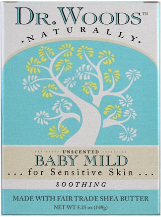 Baby Mild Castile Soap, Unscented, 5.25 oz (149 g) by Dr. Woods-Bad, Skönhet, Tvål, Barnhälsa, Barnbad