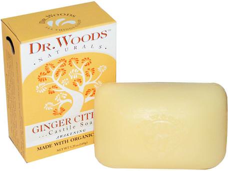 Castile Soap, Ginger Citrus, 5.25 oz (149 g) by Dr. Woods-Bad, Skönhet, Tvål, Castilåtvål