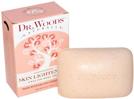 English Rose Soap, Skin Lightening, 5.25 oz (149 g) by Dr. Woods-Bad, Skönhet, Tvål, Sheasmör