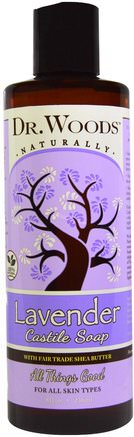 Lavender Castile Soap with Fair Trade Shea Butter, 8 fl oz (236 ml) by Dr. Woods-Bad, Skönhet, Tvål, Duschgel