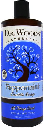 Peppermint Castile Soap, 32 fl oz (946 ml) by Dr. Woods-Bad, Skönhet, Tvål, Duschgel