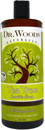 Tea Tree Castile Soap, 32 fl oz (946 ml) by Dr. Woods-Bad, Skönhet, Tvål, Duschgel
