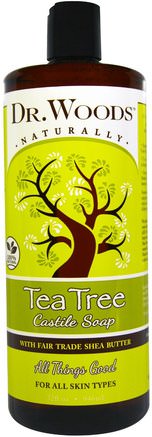 Tea Tree Castile Soap with Fair Trade Shea Butter, 32 fl oz (946 ml) by Dr. Woods-Bad, Skönhet, Tvål