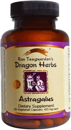 Astragalus, 425 mg, 100 Veggie Caps by Dragon Herbs-Kosttillskott, Adaptogen, Anti-Åldrande