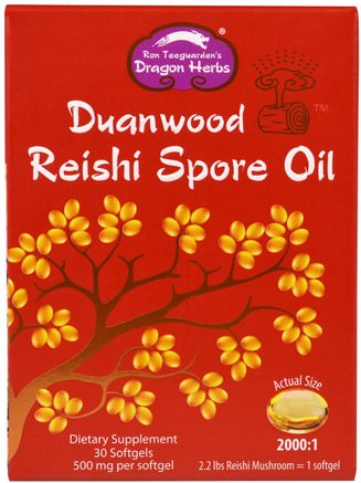 Duanwood Reishi Spore Oil, 500 mg, 30 Softgels by Dragon Herbs-Kosttillskott, Medicinska Svampar, Svampkapslar, Adaptogen